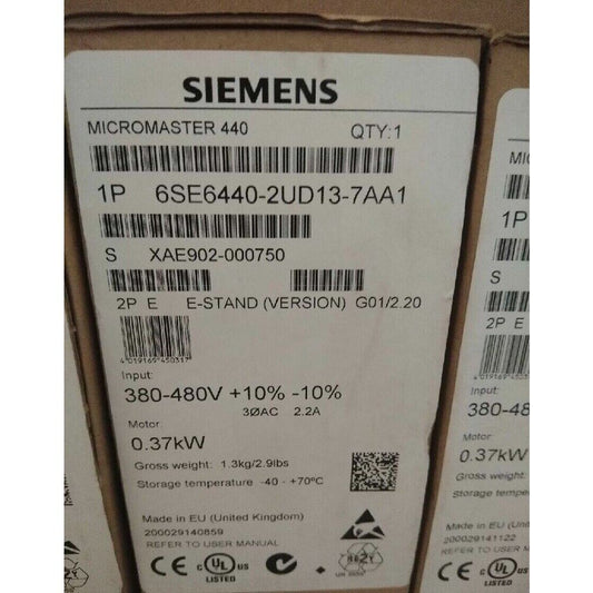 New Siemens 6SE6 440-2UD13-7AA1 6SE6440-2UD13-7AA1 MICROMASTER440 without filter