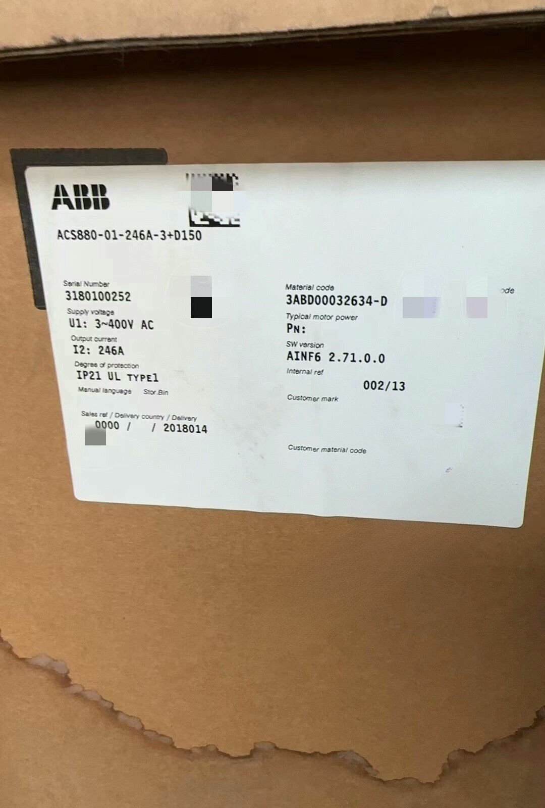 ACS880-01-246A-3 ABB Inverter Brand new Fast delivery