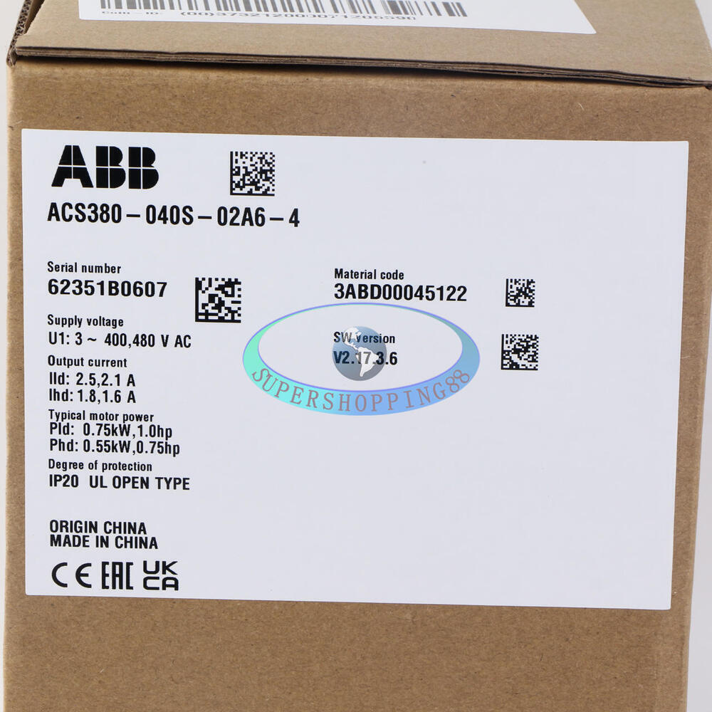 One ABB inverter ACS380-040S-02A6-4 3P 380-480V 0.75KW new