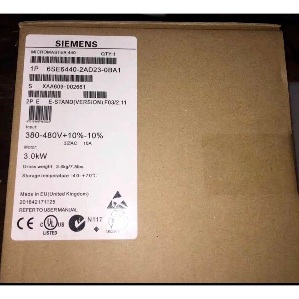 New Siemens 6SE6 440-2AD23-0BA1 6SE6440-2AD23-0BA1 MICROMASTER440 without filter