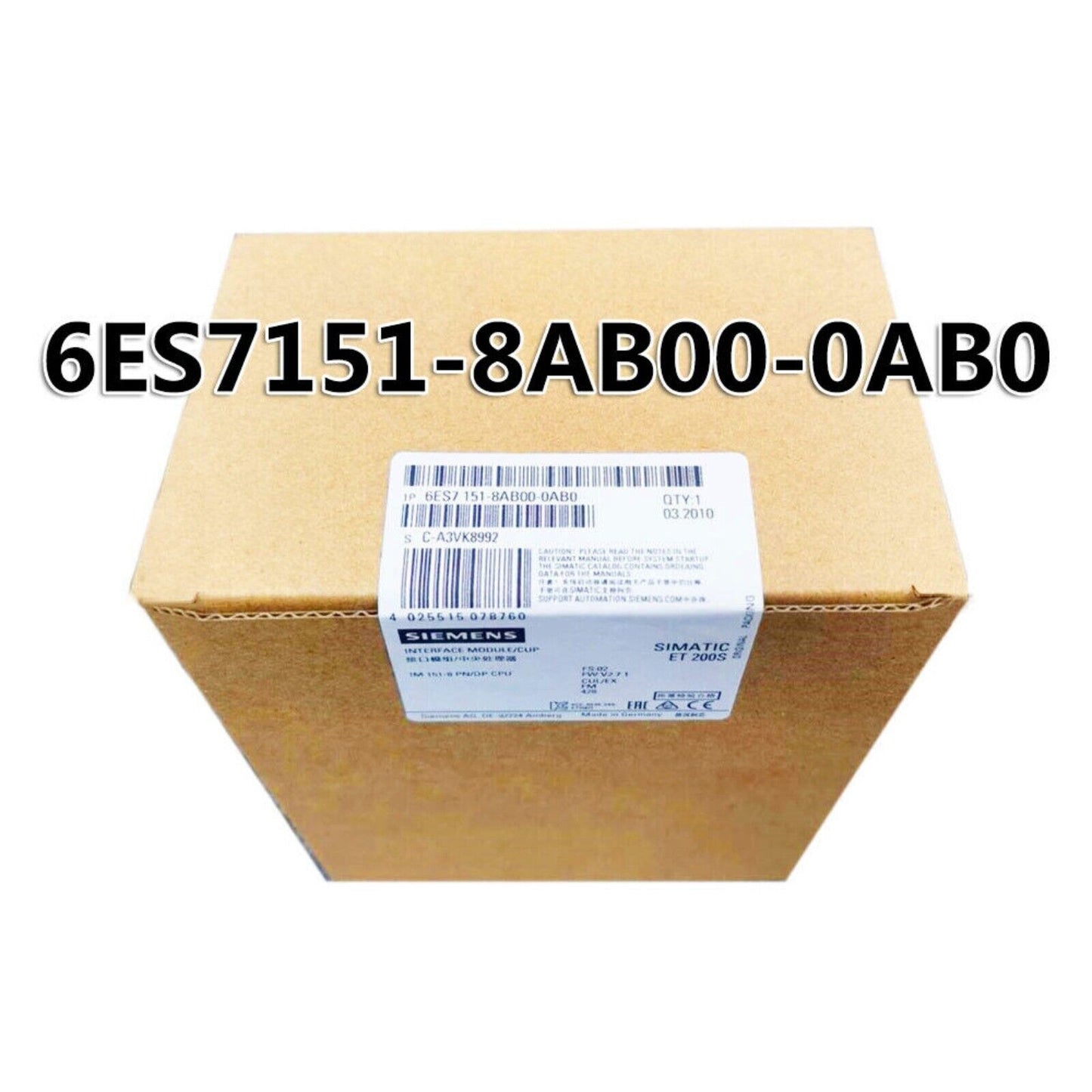 New Siemens 6ES7151-8AB00-0AB0 6ES71518AB000AB0 DP IM151-8 PN/DP CPU f ET200S