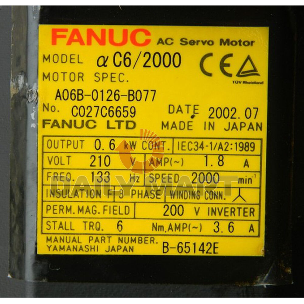 Used Fanuc Servo Motor A06B-0126-B077