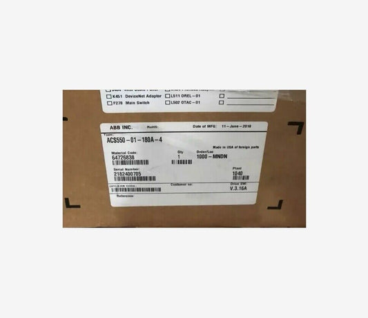 ACS550-01-180A-4 ABB Inverter ACS550-01-180A-4 Brand New by DHL or Fedex Ship