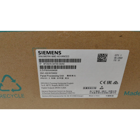 New Siemens 6FC5370-3AT03-0AA0 6FC5 370-3AT03-0AA0 SINUMERIK 808D Extended T PPU