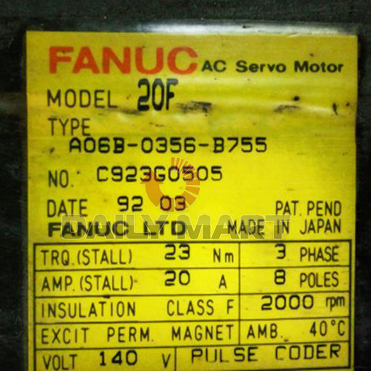 Used FANUC A06B-0356-B755 Servo Motor