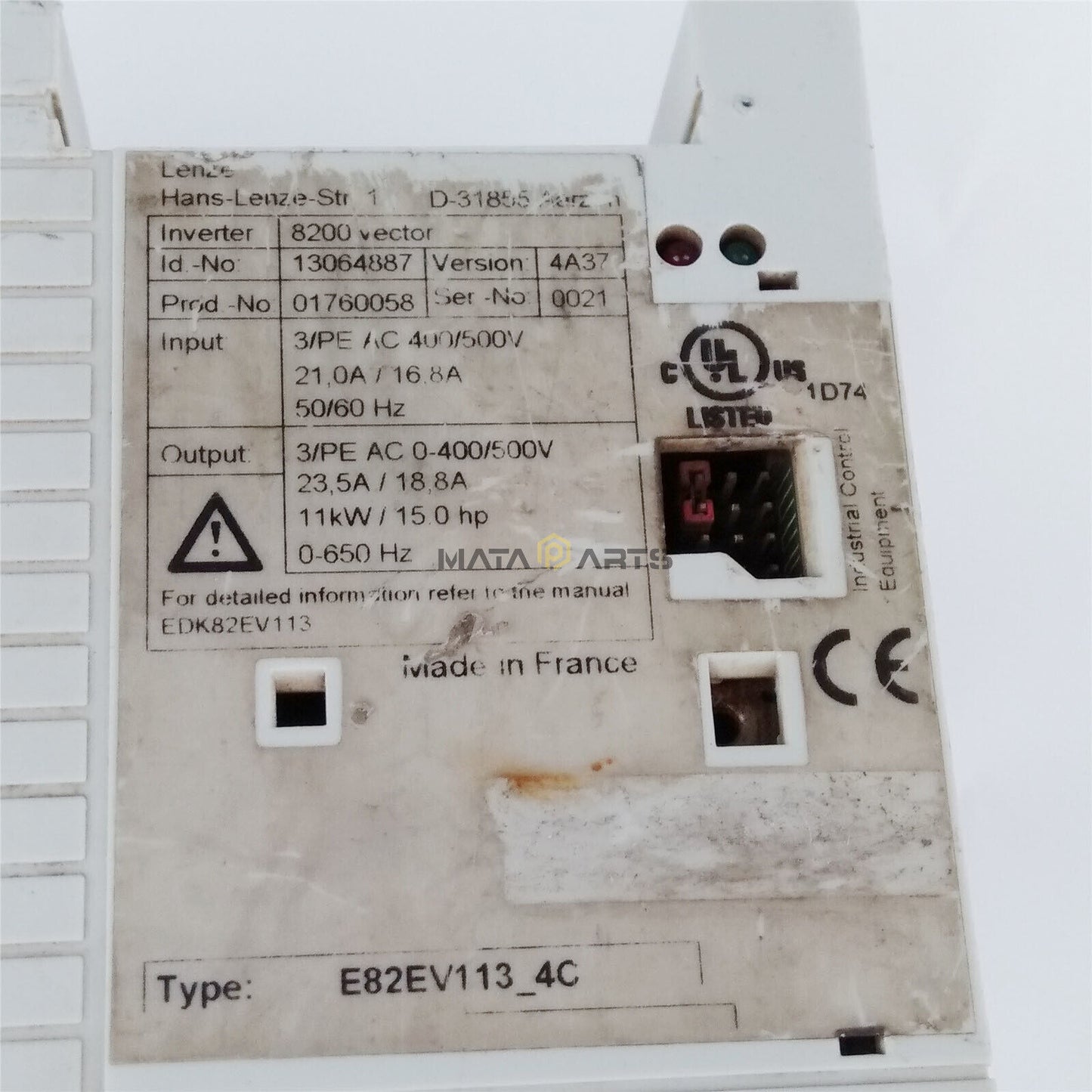 ONE USED LENZE Inverter E82EV113-4C,11KW