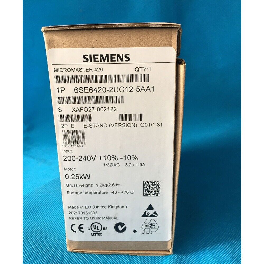 New Siemens 6SE6420-2UC12-5AA1 6SE64202UC125AA1 MICROMASTER420 without filter