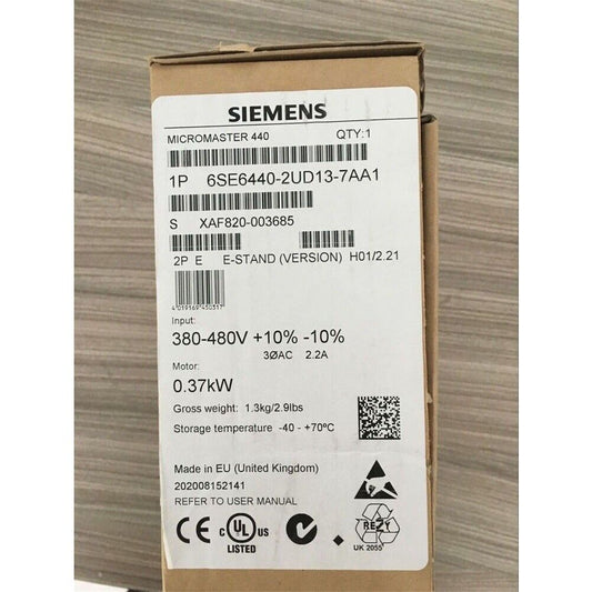 New Siemens 6SE6440-2UD13-7AA1 6SE6 440-2UD13-7AA1 MICROMASTER440 without filter